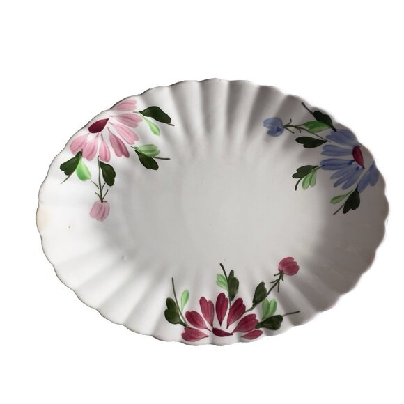 Vintage Handpainted Blue Ridge Southern Pottery Platter 13" x 10"W No Stamp - Picture 1 of 8